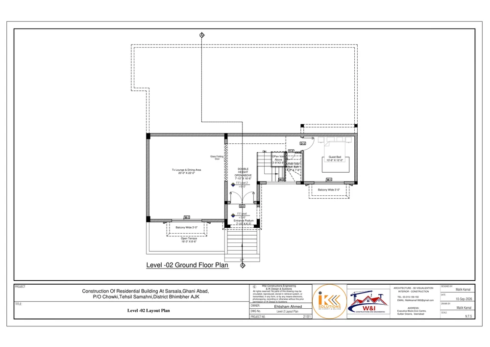 Level 2 floor layout plan drawing of the residential building