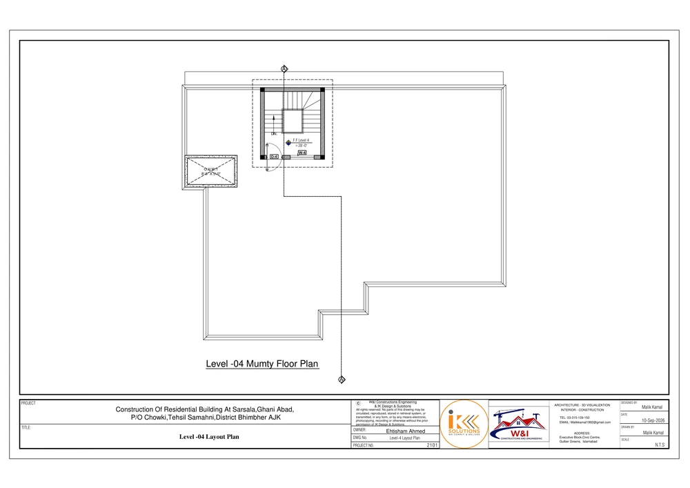 Level 4 floor layout plan drawing of the residential building